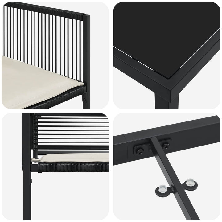 Have Spisebordssæt 5 stk. Sort polyrattan