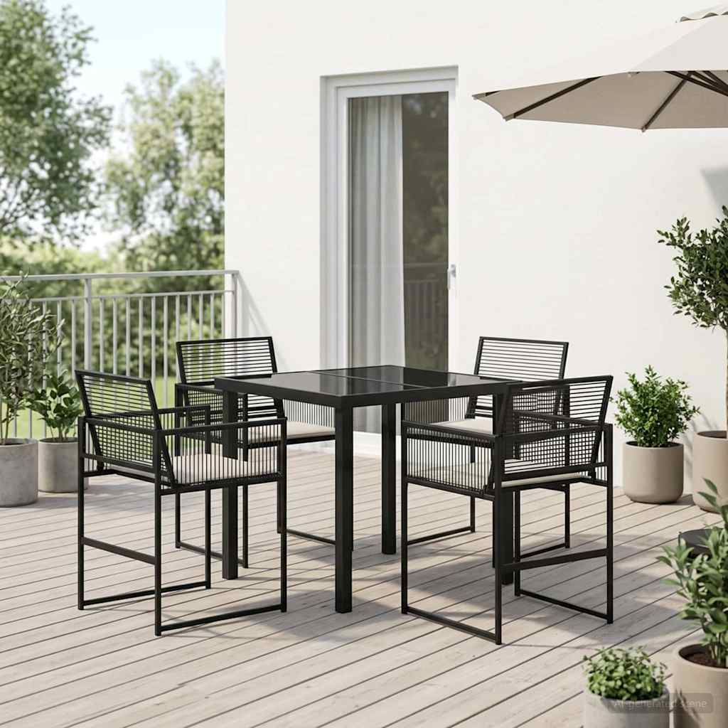Have Spisebordssæt 5 stk. Sort polyrattan