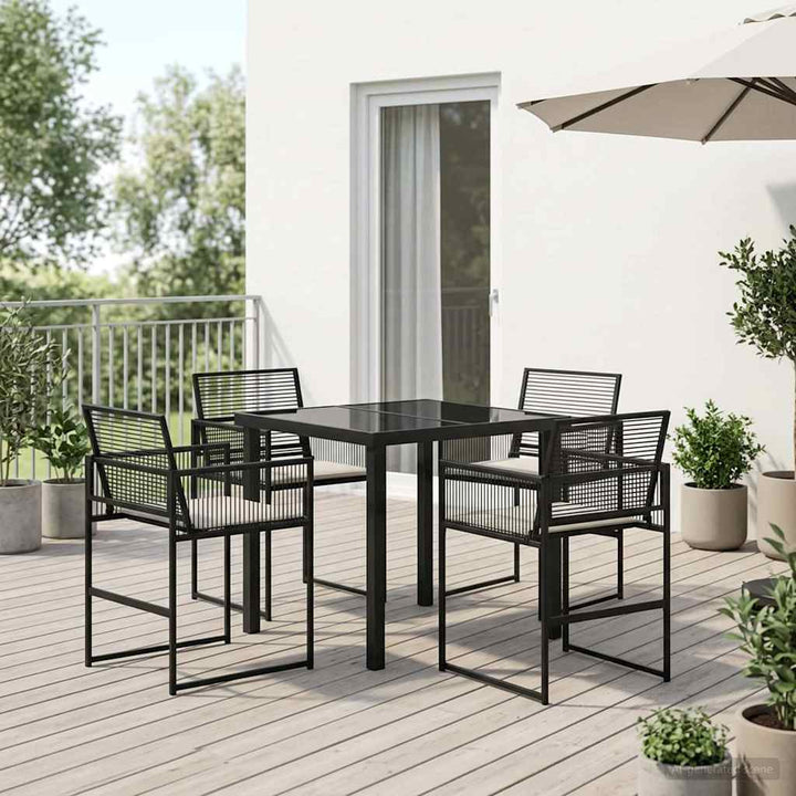 Have Spisebordssæt 5 stk. Sort polyrattan