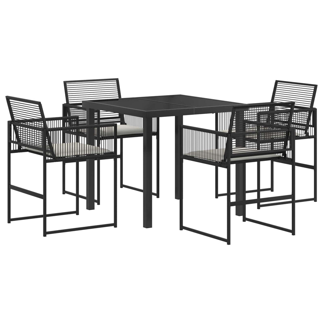 Have Spisebordssæt 5 stk. Sort polyrattan