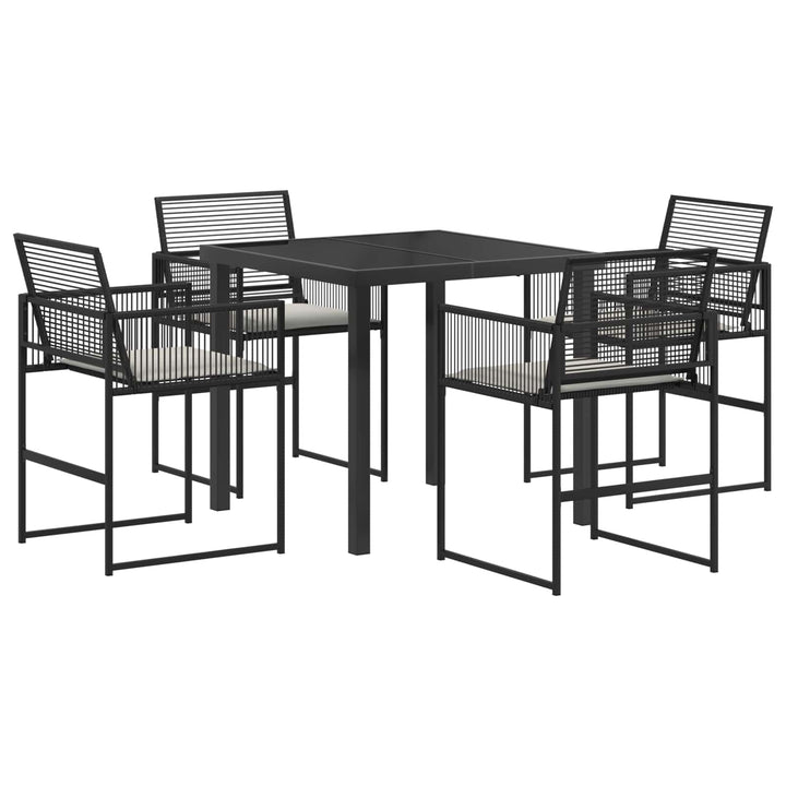 Have Spisebordssæt 5 stk. Sort polyrattan