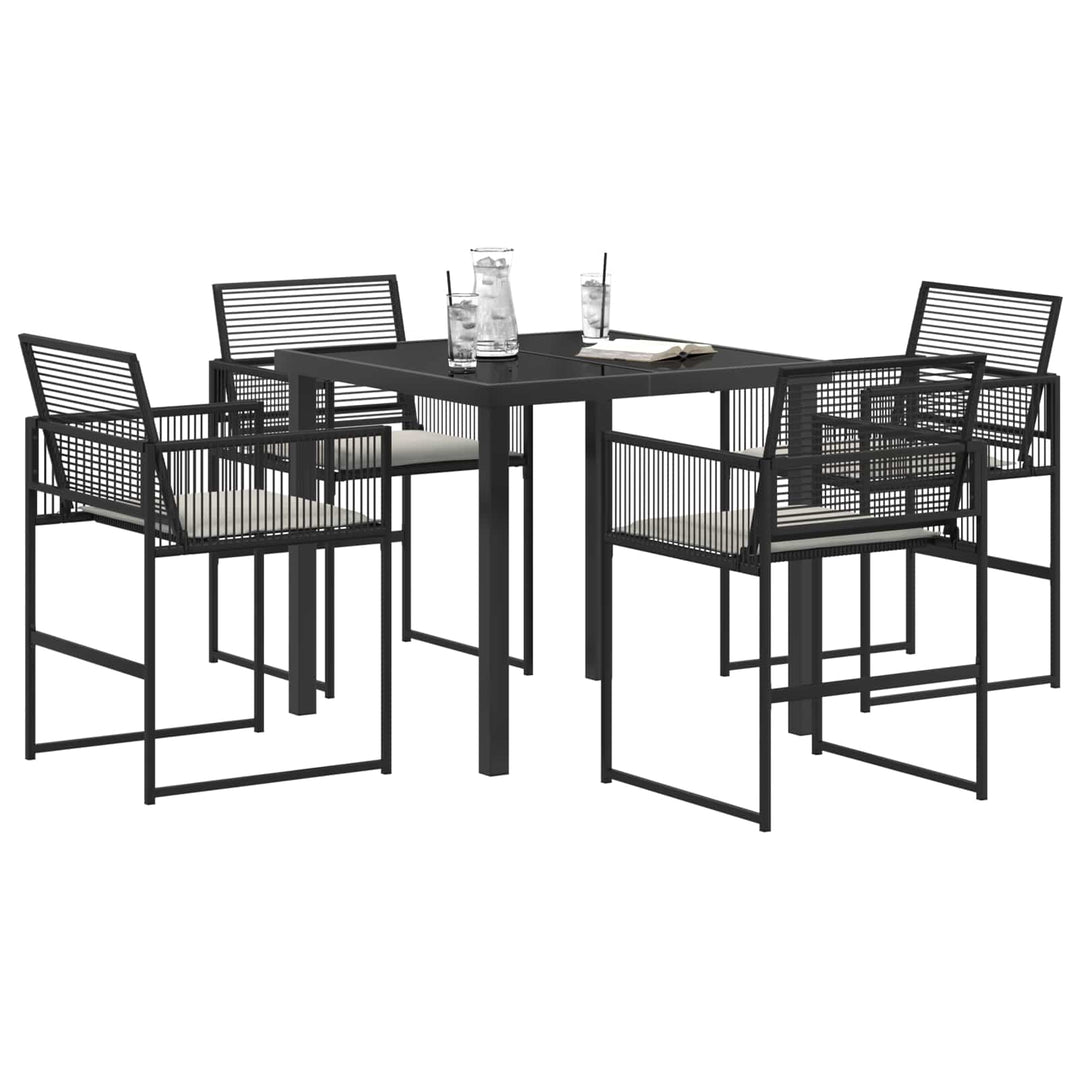 Have Spisebordssæt 5 stk. Sort polyrattan