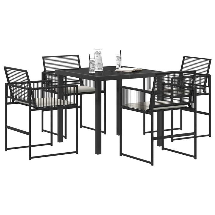 Have Spisebordssæt 5 stk. Sort polyrattan