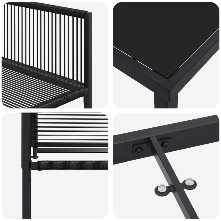 Have Spisebordssæt 5 stk. Sort polyrattan