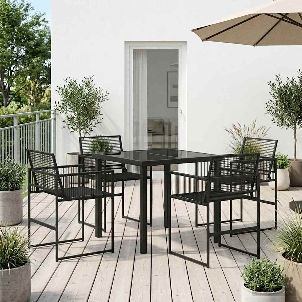 Have Spisebordssæt 5 stk. Sort polyrattan