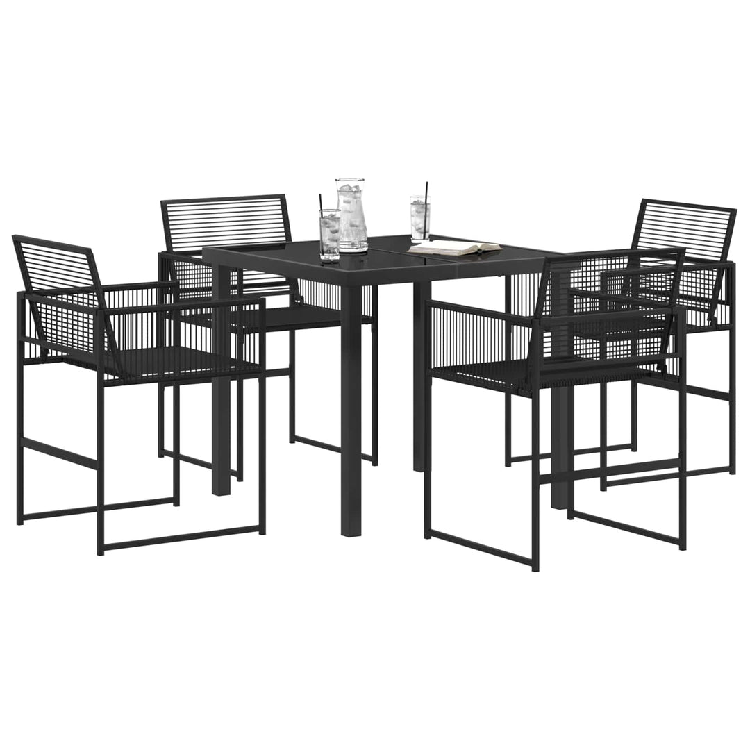Have Spisebordssæt 5 stk. Sort polyrattan