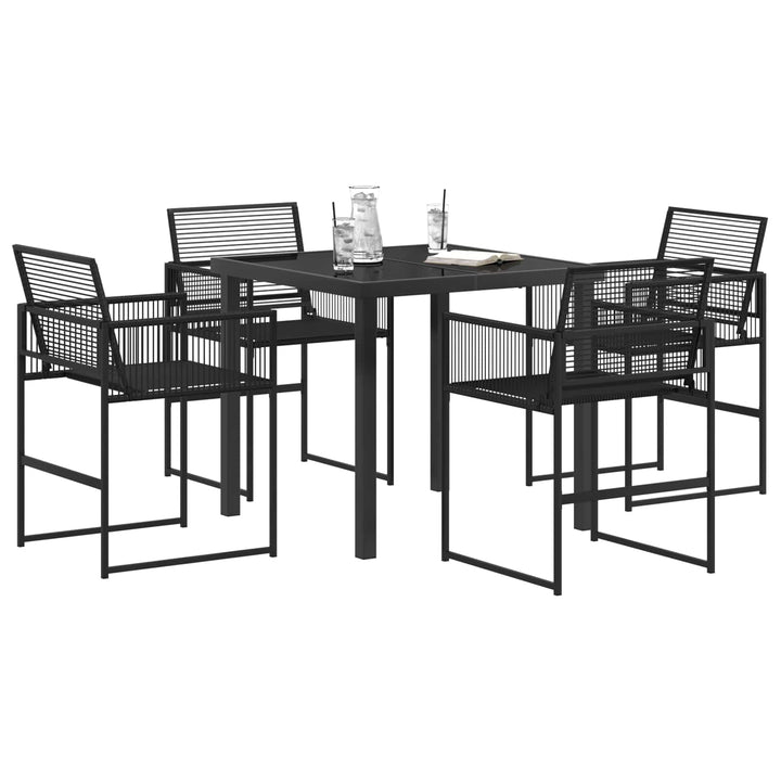 Have Spisebordssæt 5 stk. Sort polyrattan