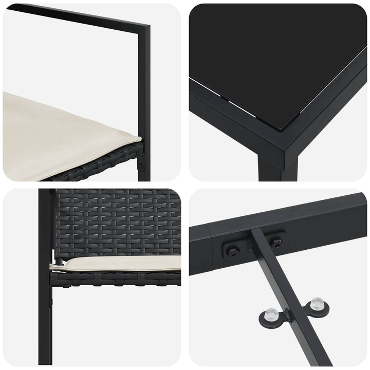 Have Spisebordssæt 5 stk. Sort og Cream polyrattan