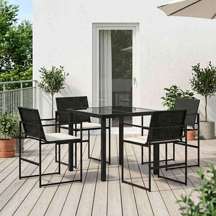 Have Spisebordssæt 5 stk. Sort og Cream polyrattan
