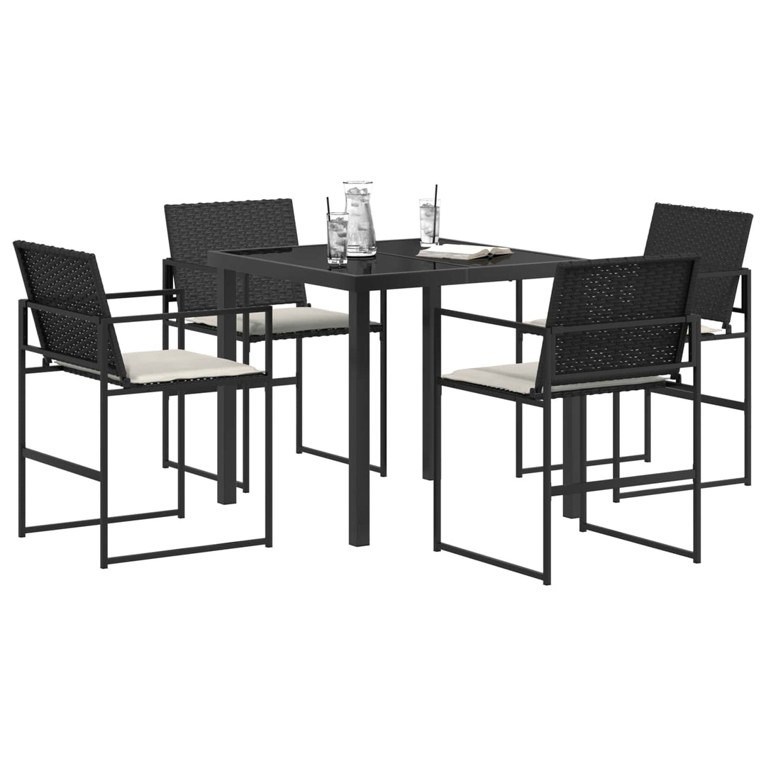 Have Spisebordssæt 5 stk. Sort og Cream polyrattan