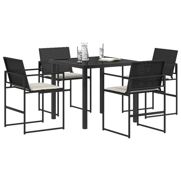 Have Spisebordssæt 5 stk. Sort og Cream polyrattan