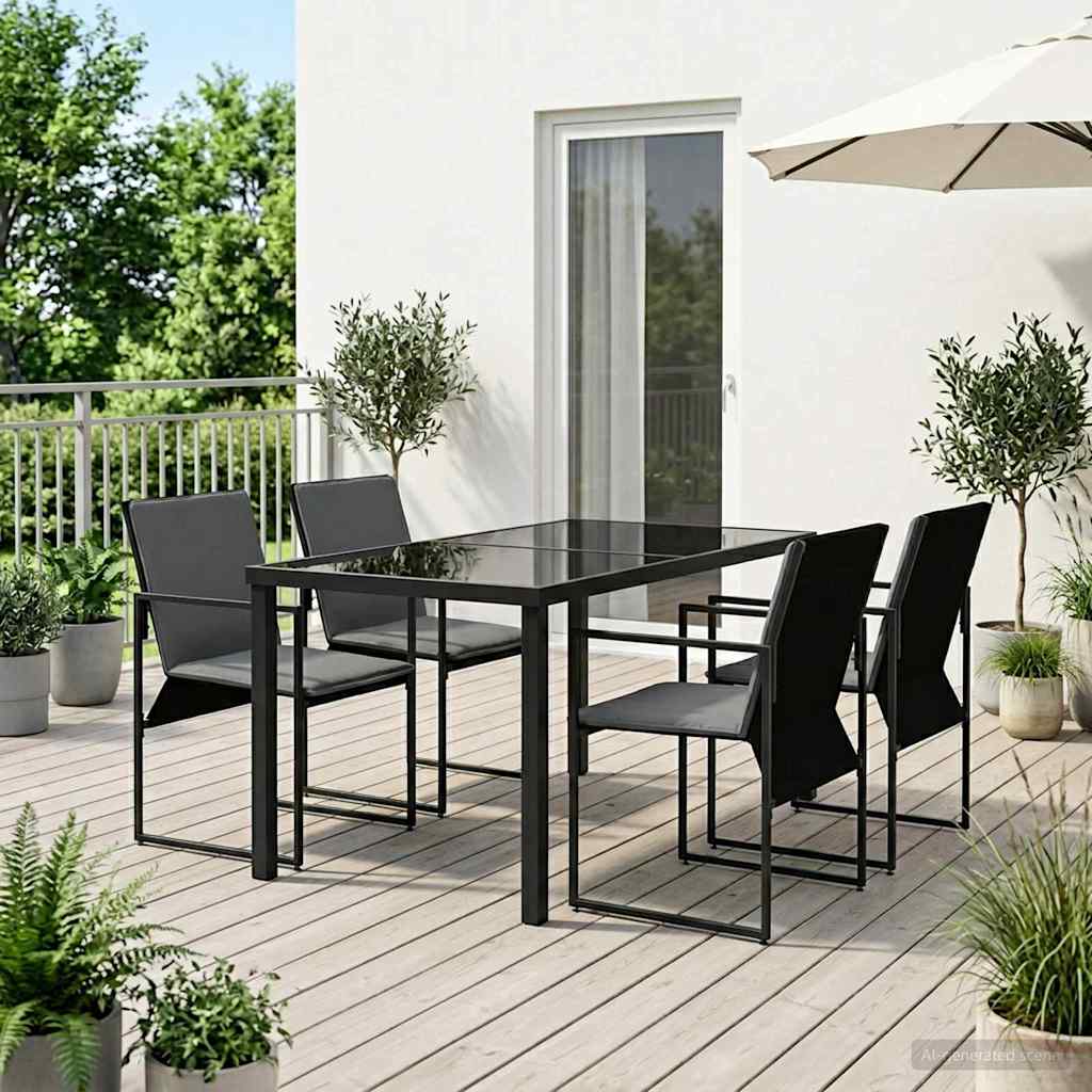Have Spisebordssæt 5 pcs Sort og Anthracit 140 x 70 x 73 cm