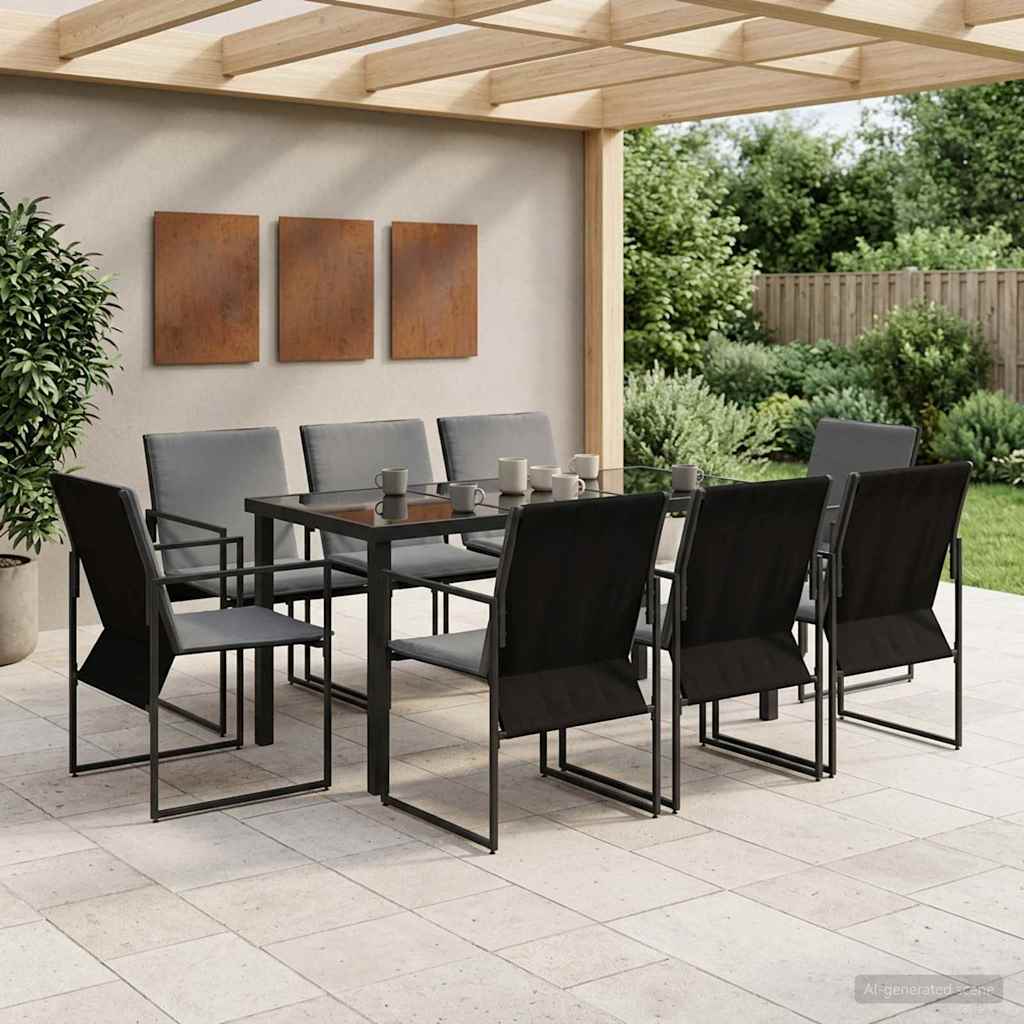 Have Spisebordssæt 9 pcs Sort og Anthracit 160 x 80 x 73 cm