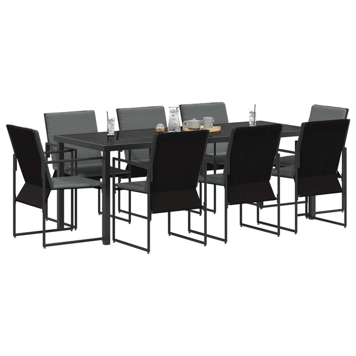 Have Spisebordssæt 9 pcs Sort og Anthracit 200 x 80 x 73 cm