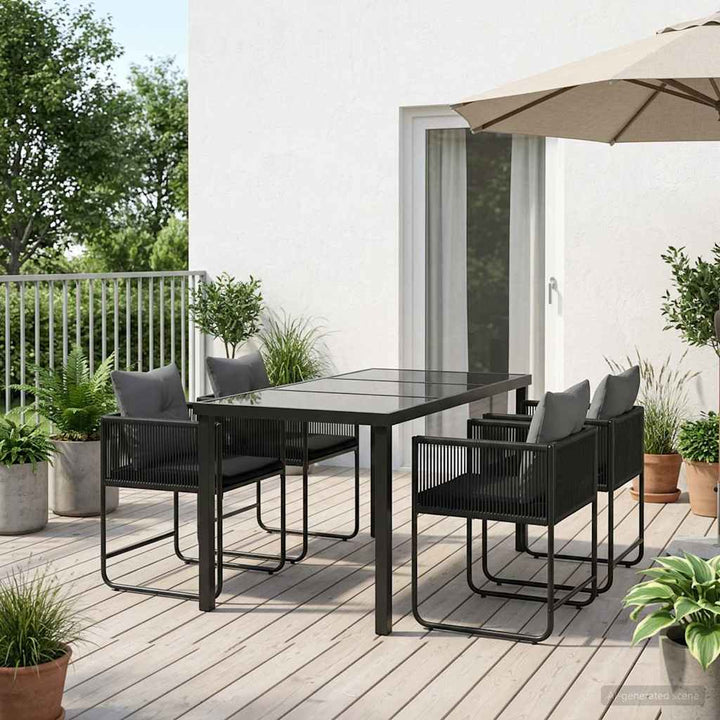 Have Spisebordssæt 5 pcs Sort og Anthracit 140 x 80 x 73 cm