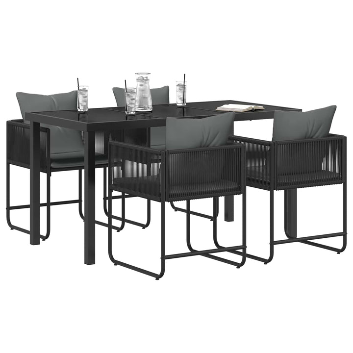 Have Spisebordssæt 5 pcs Sort og Anthracit 140 x 80 x 73 cm