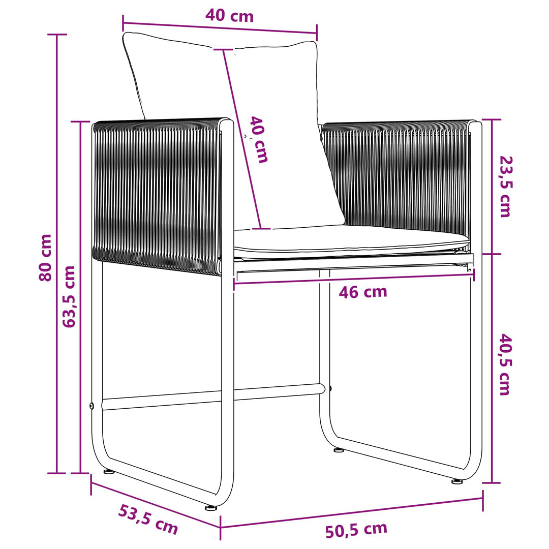 Have Spisebordssæt 5 pcs Sort og Anthracit 140 x 80 x 73 cm