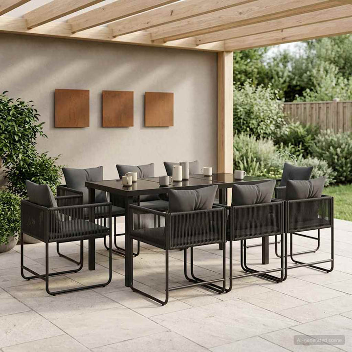 Have Spisebordssæt 9 pcs Sort og Anthracit 160 x 80 x 73 cm