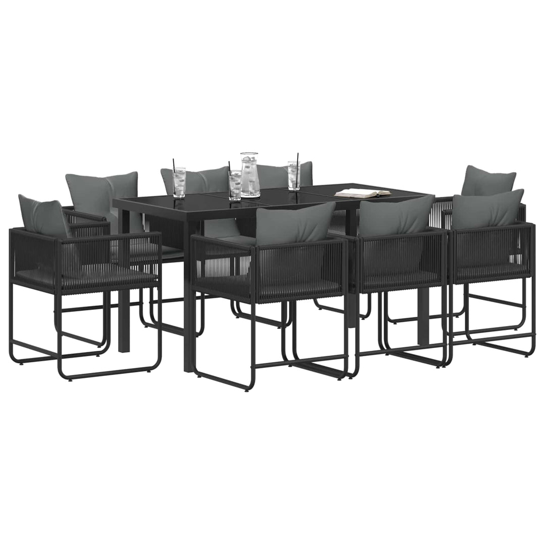 Have Spisebordssæt 9 pcs Sort og Anthracit 160 x 80 x 73 cm
