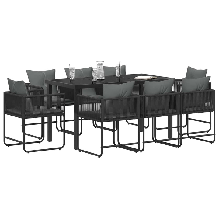 Have Spisebordssæt 9 pcs Sort og Anthracit 160 x 80 x 73 cm