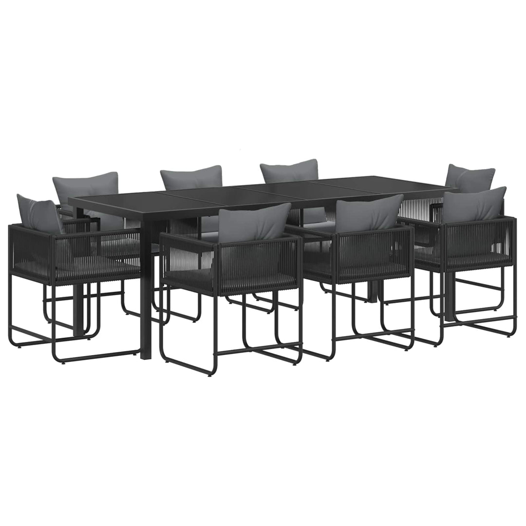 Have Spisebordssæt 9 pcs Sort og Anthracit 200 x 80 x 73 cm