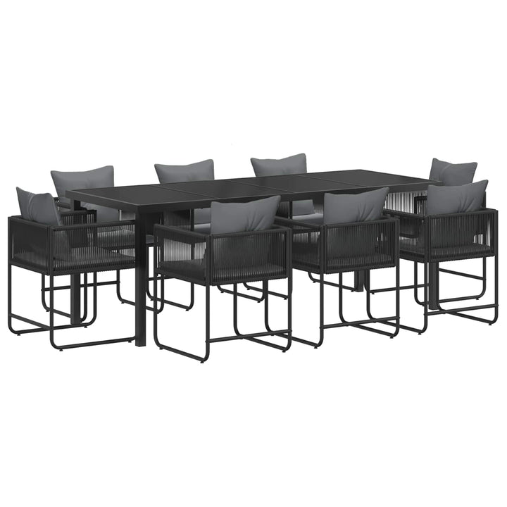 Have Spisebordssæt 9 pcs Sort og Anthracit 200 x 80 x 73 cm