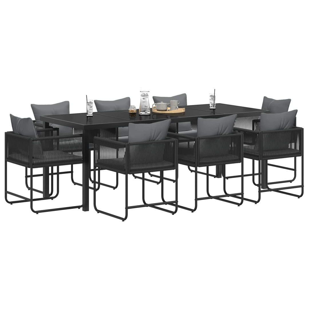Have Spisebordssæt 9 pcs Sort og Anthracit 200 x 80 x 73 cm