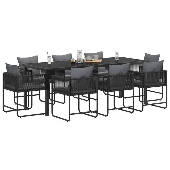 Have Spisebordssæt 9 pcs Sort og Anthracit 200 x 80 x 73 cm