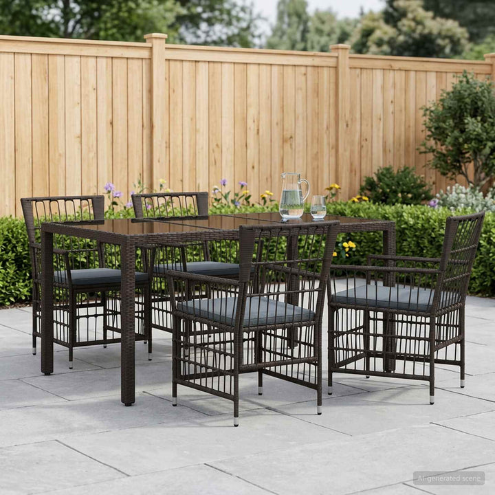 Udendørs spise sæt 5 stk. Sort polyrattan