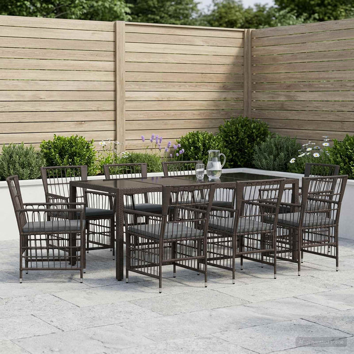 Udendørs spise sæt 9 stk. Sort polyrattan