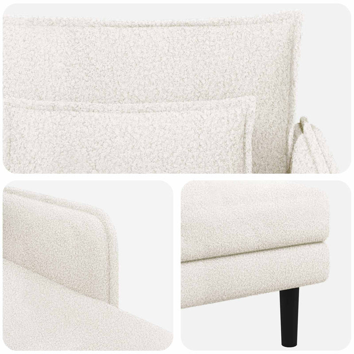 Overdimensioneret chaiselong Cremefarvet Bouclé