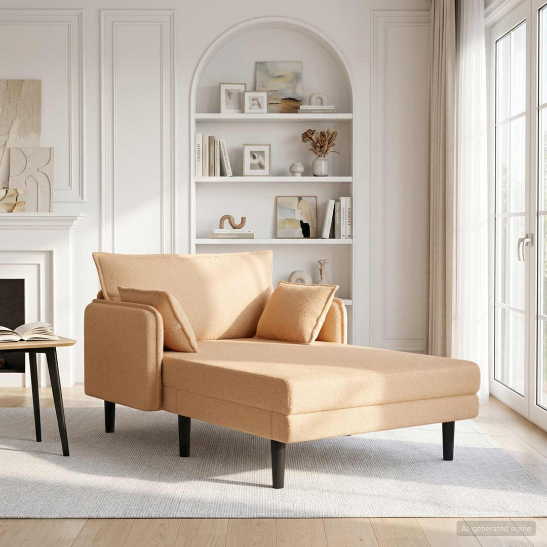 Overdimensioneret chaiselong Beige Bouclé
