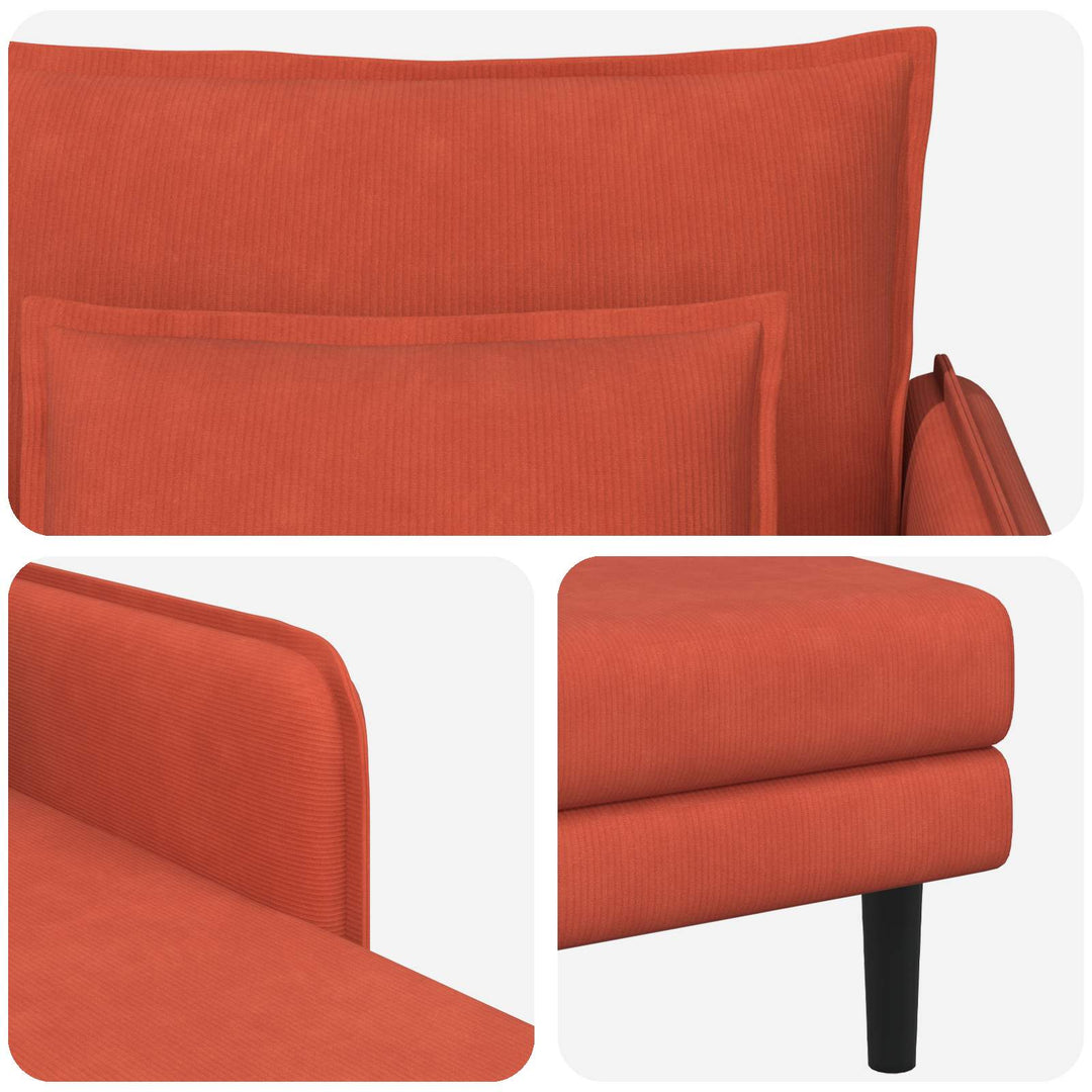 Overdimensioneret chaiselong Rød orange Corduroy stof
