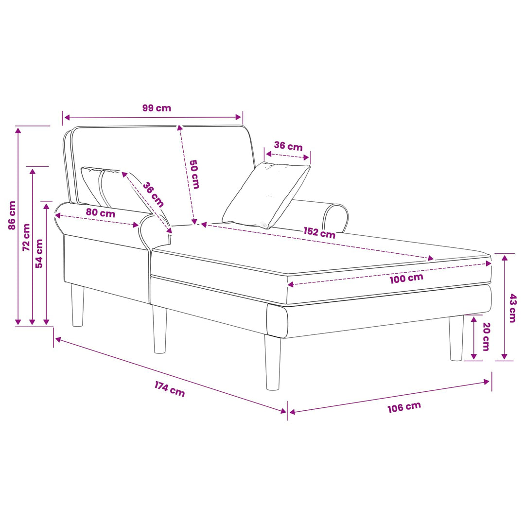 Chaiselong Lyserød Stof