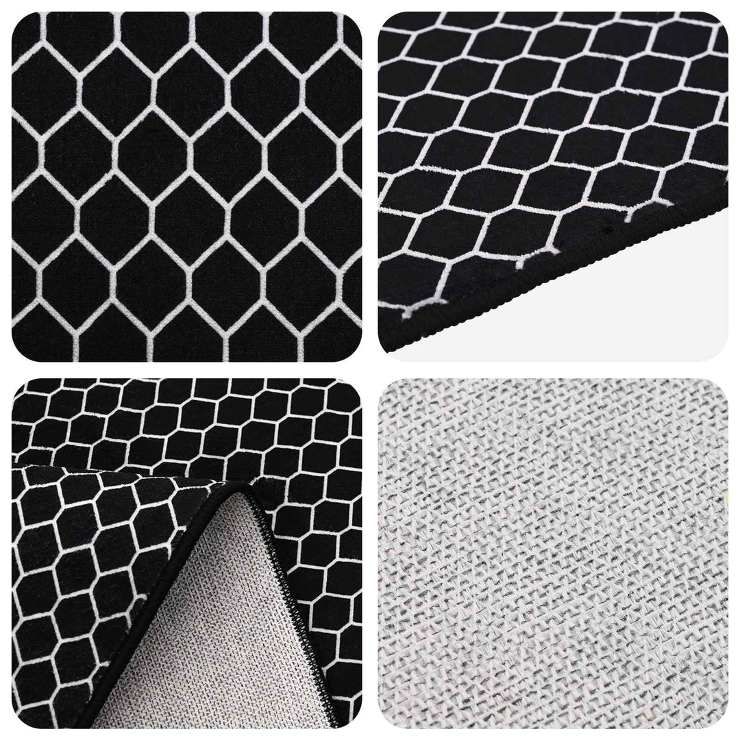 Tæppe ORIZ Sort netmønster 240 x 340 cm 100% polyester