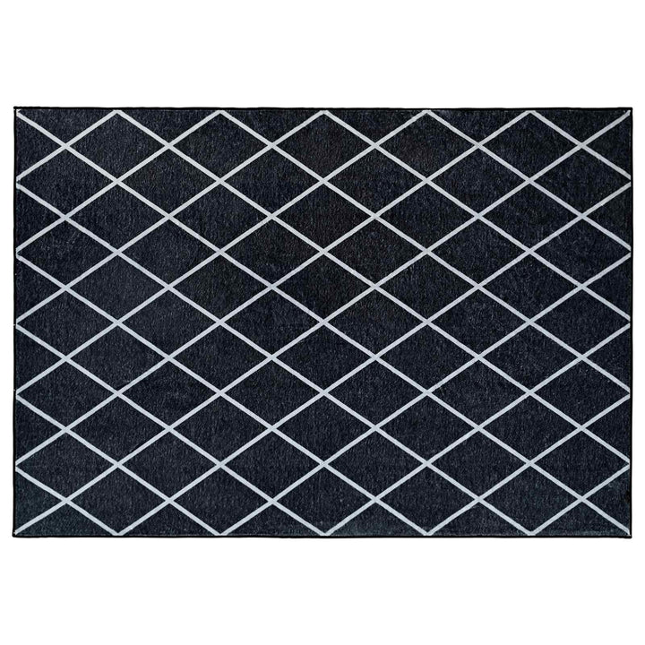 Tæppe ORIZ Sort diamantmønster 140 x 200 cm 100% polyester