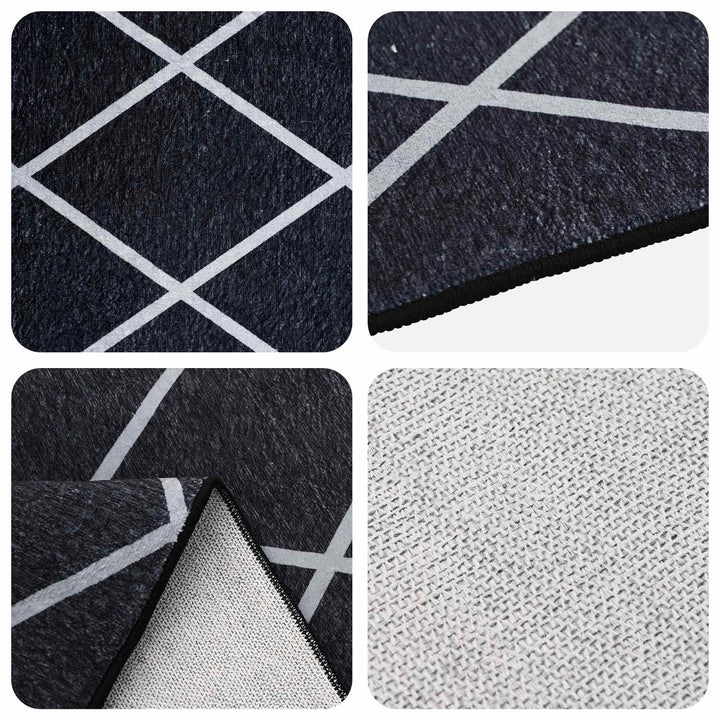Tæppe ORIZ Sort diamantmønster 200 x 280 cm 100% polyester