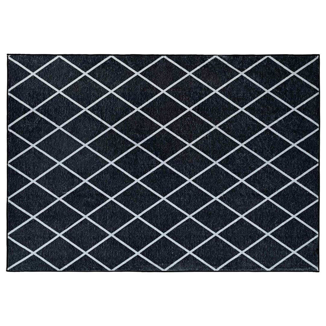 Tæppe ORIZ Sort diamantmønster 300 x 400 cm 100% polyester