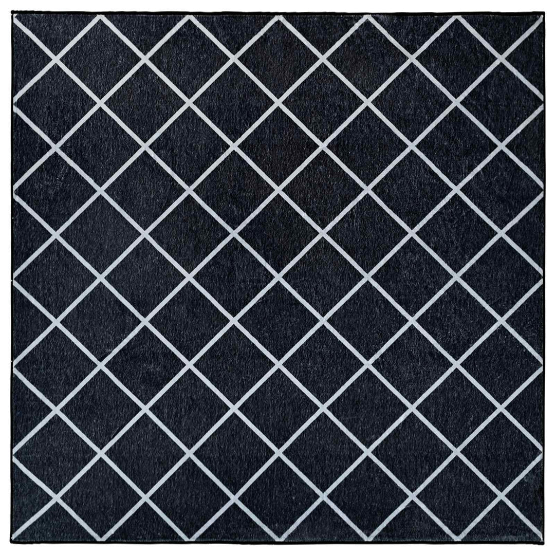 Tæppe ORIZ Sort diamantmønster 240 x 240 cm 100% polyester