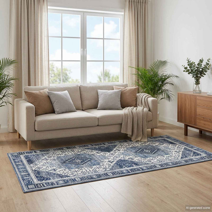 Tæppe ORIZ Mørk blå 80 x 200 cm 100% polyester