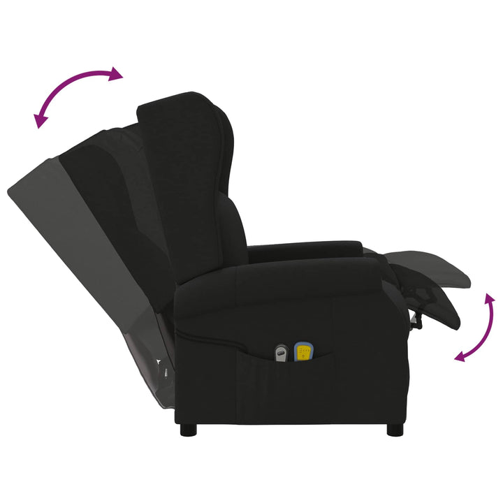 Wingback elektrisk massage lænestol Sort Stof