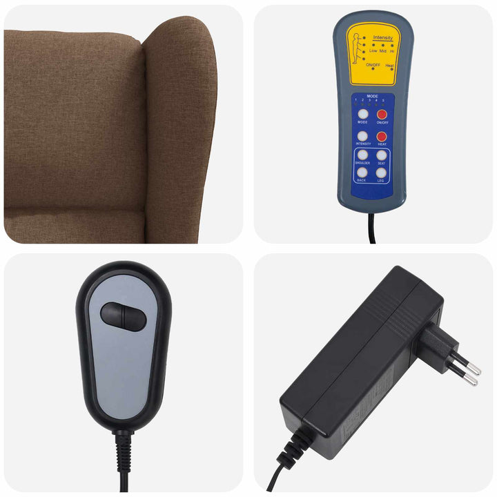 Wingback elektrisk massage lænestol Brun Stof