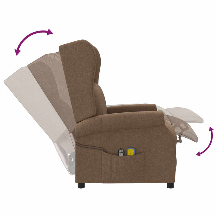 Wingback elektrisk massage lænestol Brun Stof