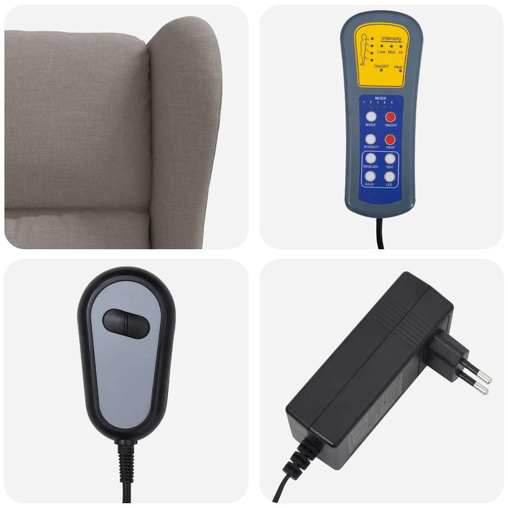 Wingback elektrisk massage lænestol Gråbrun Stof