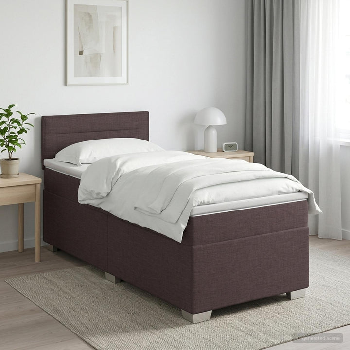 Boxmadras med topmadras Mørk Brun 90 x 200 cm Stof