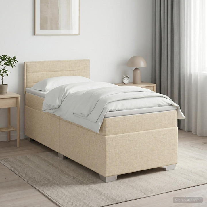 Boxmadras med topmadras Cremefarvet 100 x 200 cm Stof
