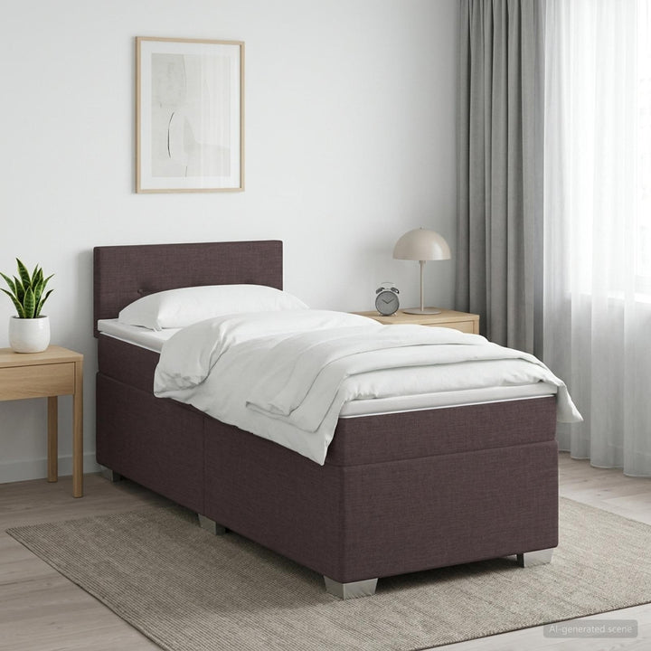 Boxmadras med topmadras Mørk Brun 90 x 190 cm Stof