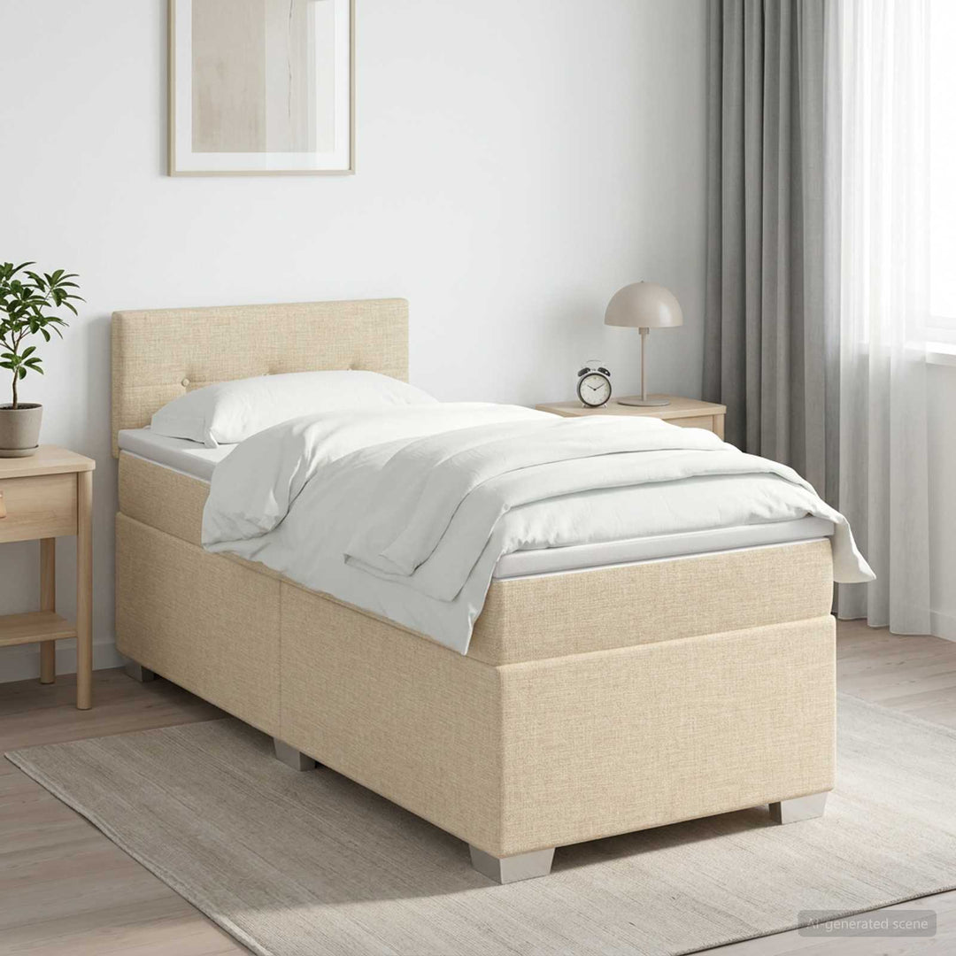Boxmadras med topmadras Cremefarvet 100 x 200 cm Stof