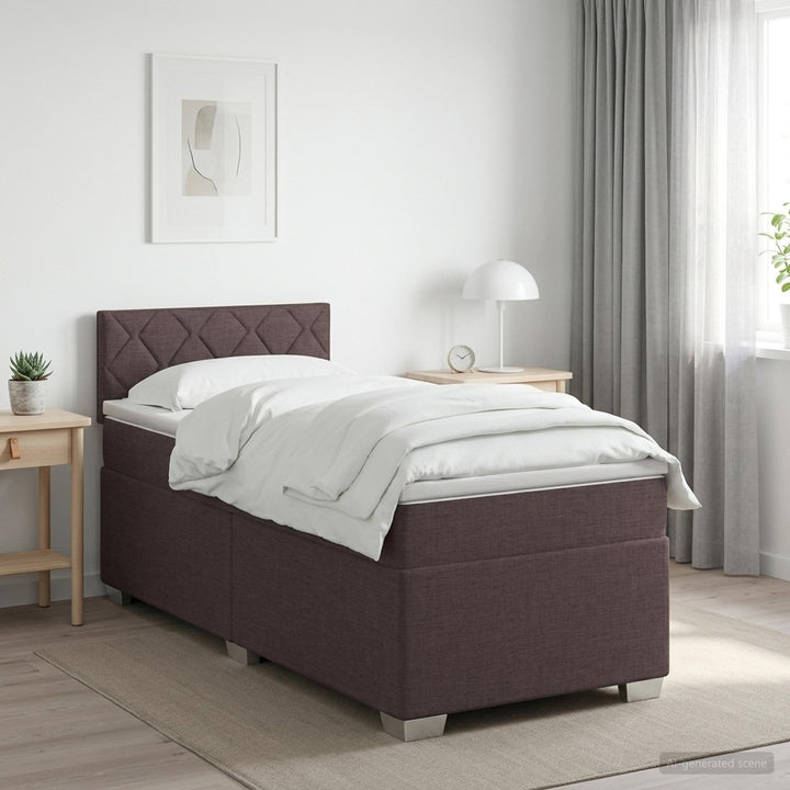 Boxmadras med topmadras Mørk Brun 100 x 200 cm Stof