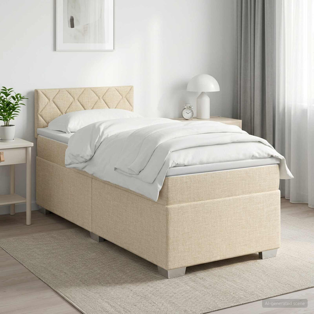 Boxmadras med topmadras Cremefarvet 100 x 200 cm Stof